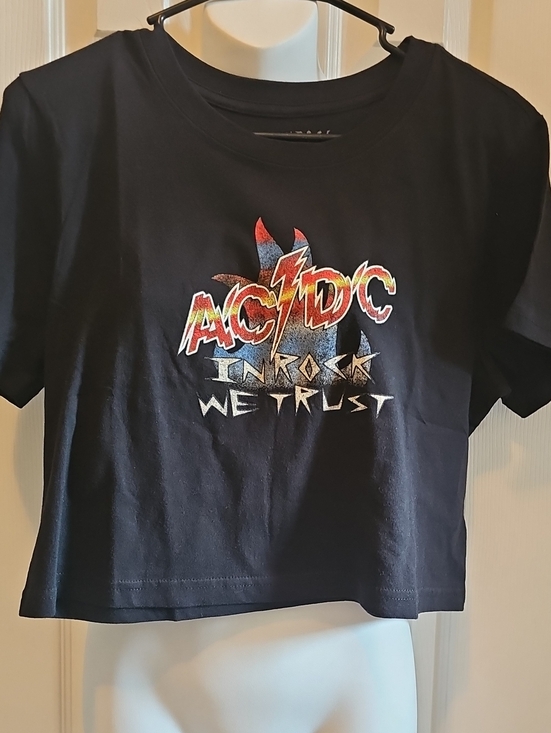 Promesa Tops - Promesa Black Crop Top with Multicolor AC/DC Graphic